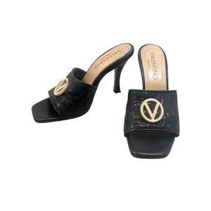 Valentino by Mario Valentino Venere Quilted Leather Sandals Size 7 Black